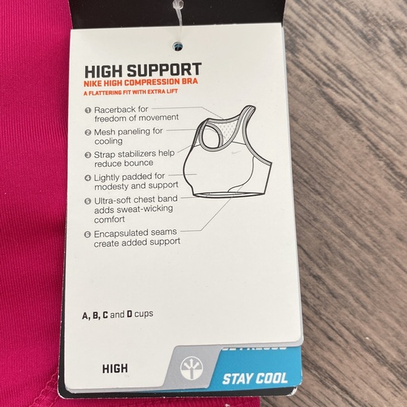 NWT Nike Magenta Dri-Fit Sports Bra, Size S - Picture 6 of 9